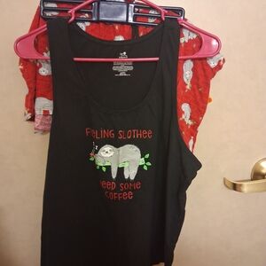 Secret Treasures Black and Red Sloth Pajama Set